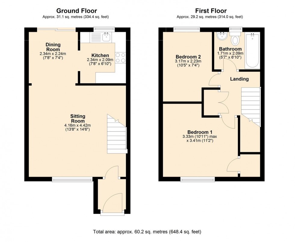 Floorplan for 2 Manor Close, Low Demesne, Ingleton