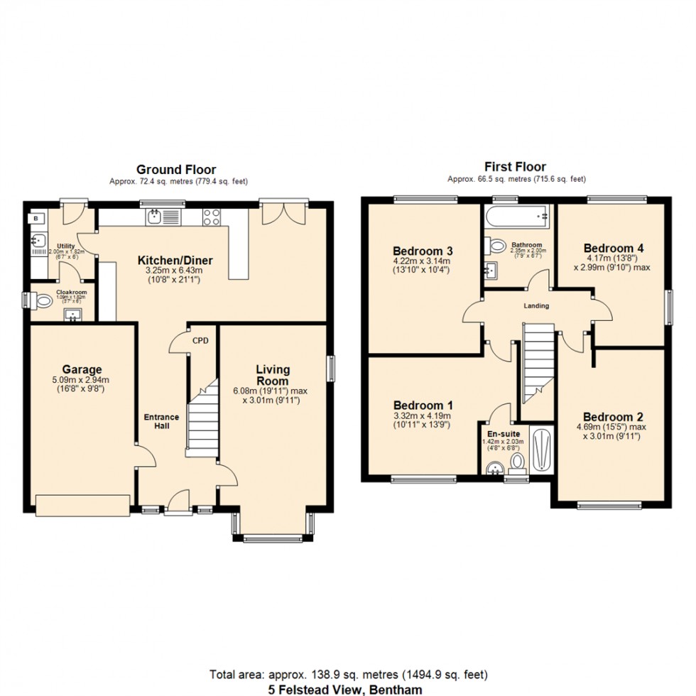 Floorplan for 5 Felstead View, Bentham