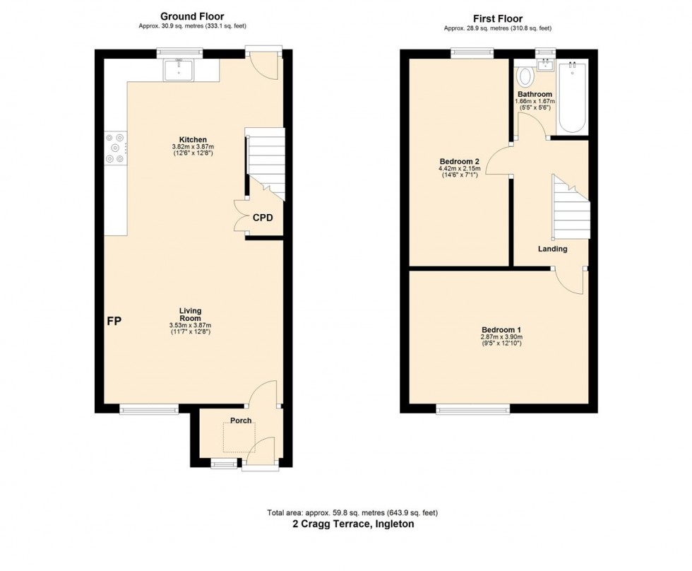 Floorplan for 2 Cragg Terrace, Ingleton