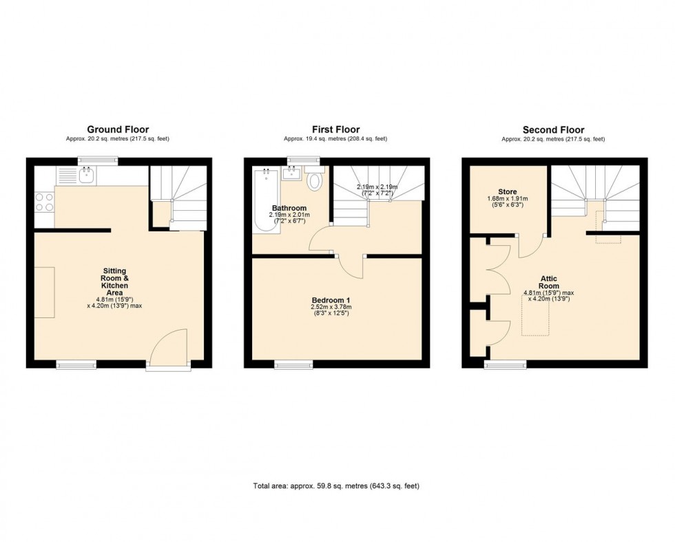 Floorplan for 3 Rose Cottage, Lower Bentham