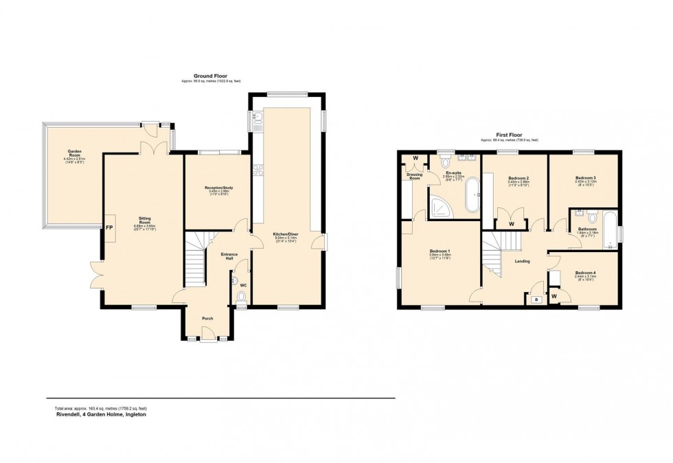 Floorplan for Rivendell, 4 Garden Holme, Ingleton