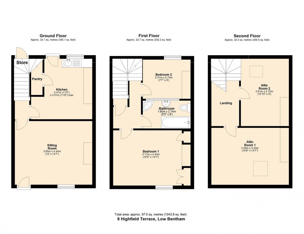 Floorplan for 8 Highfield Terrace, Lower Bentham