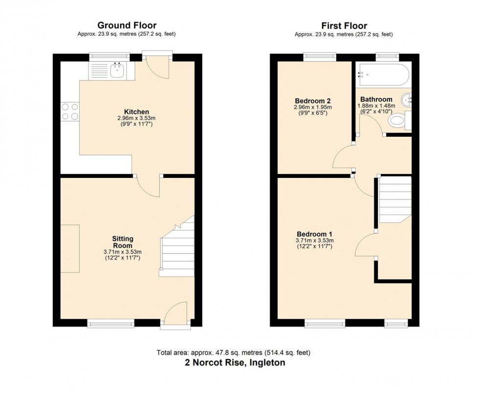 Floorplan for 2 Norcot Rise, Ingleton