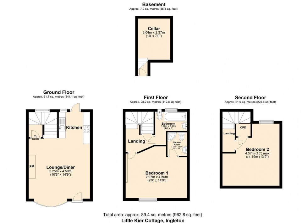 Floorplan for Little Kier Cottage, Ingleton