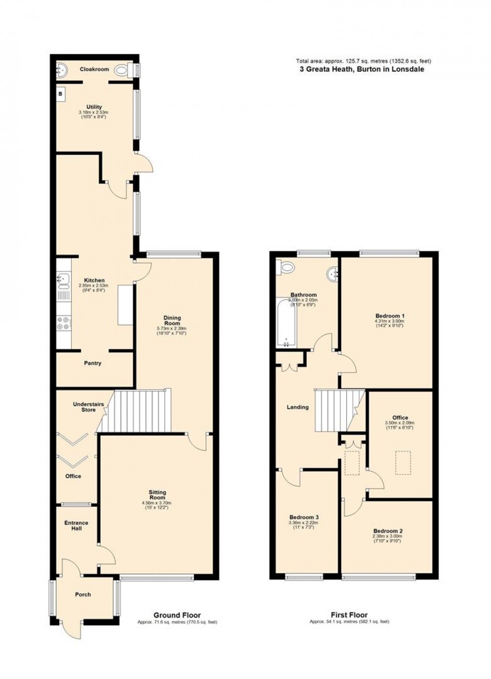 Floorplan for 3 Greta Heath, Burton In Lonsdale