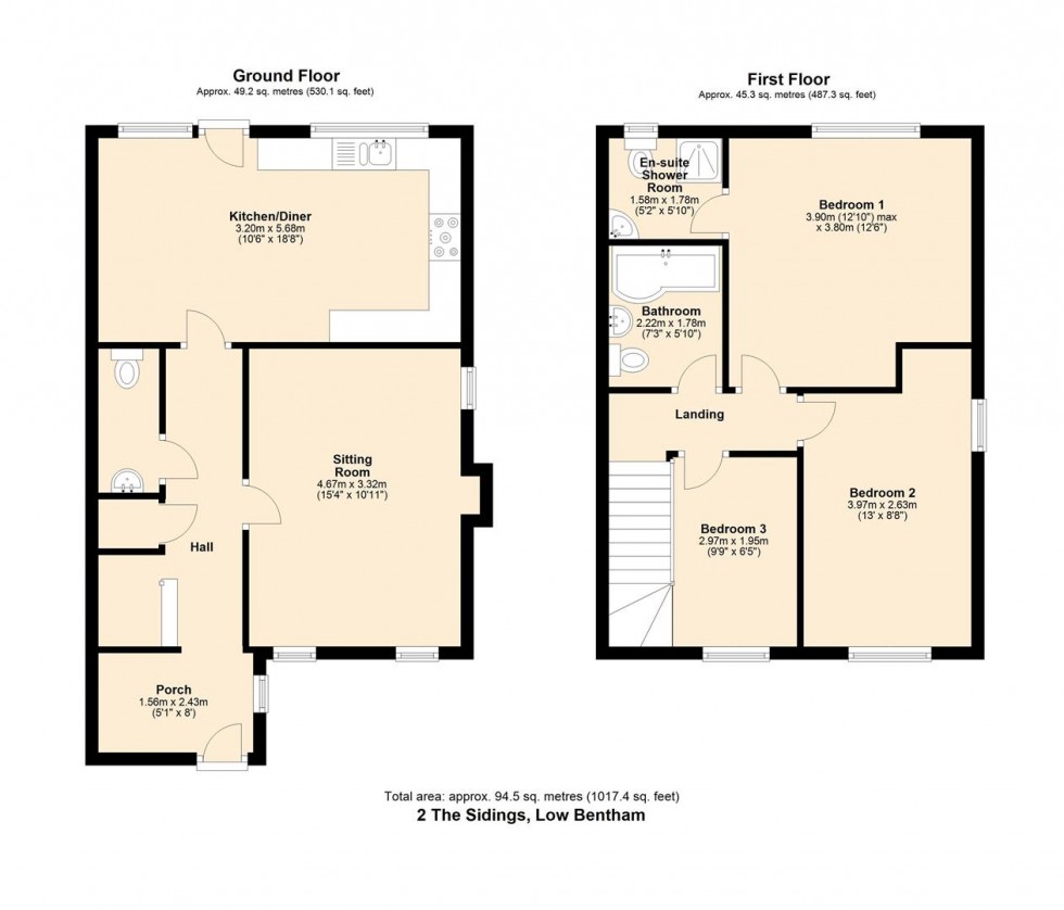 Floorplan for 2 The Sidings, Lower Bentham