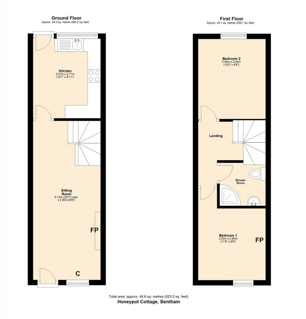 Floorplan for Honeypot Cottage, 3 Police Yard, Bentham