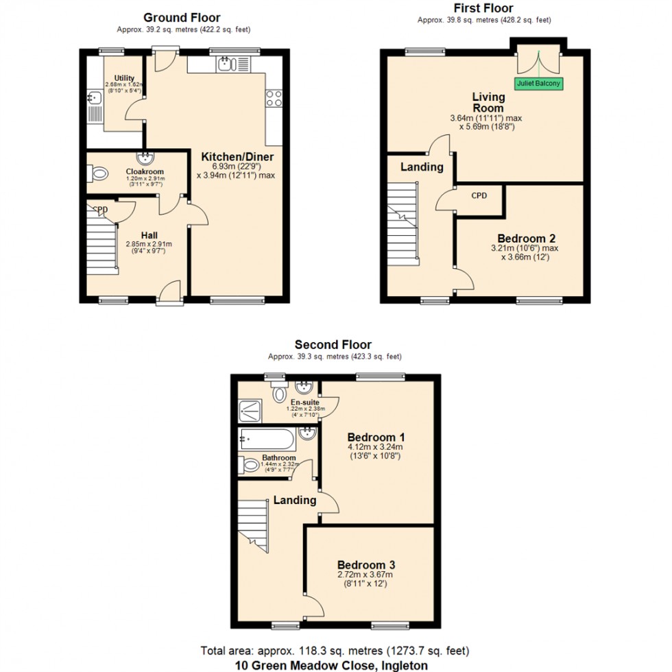 Floorplan for 10 Green Meadow Close, Ingleton