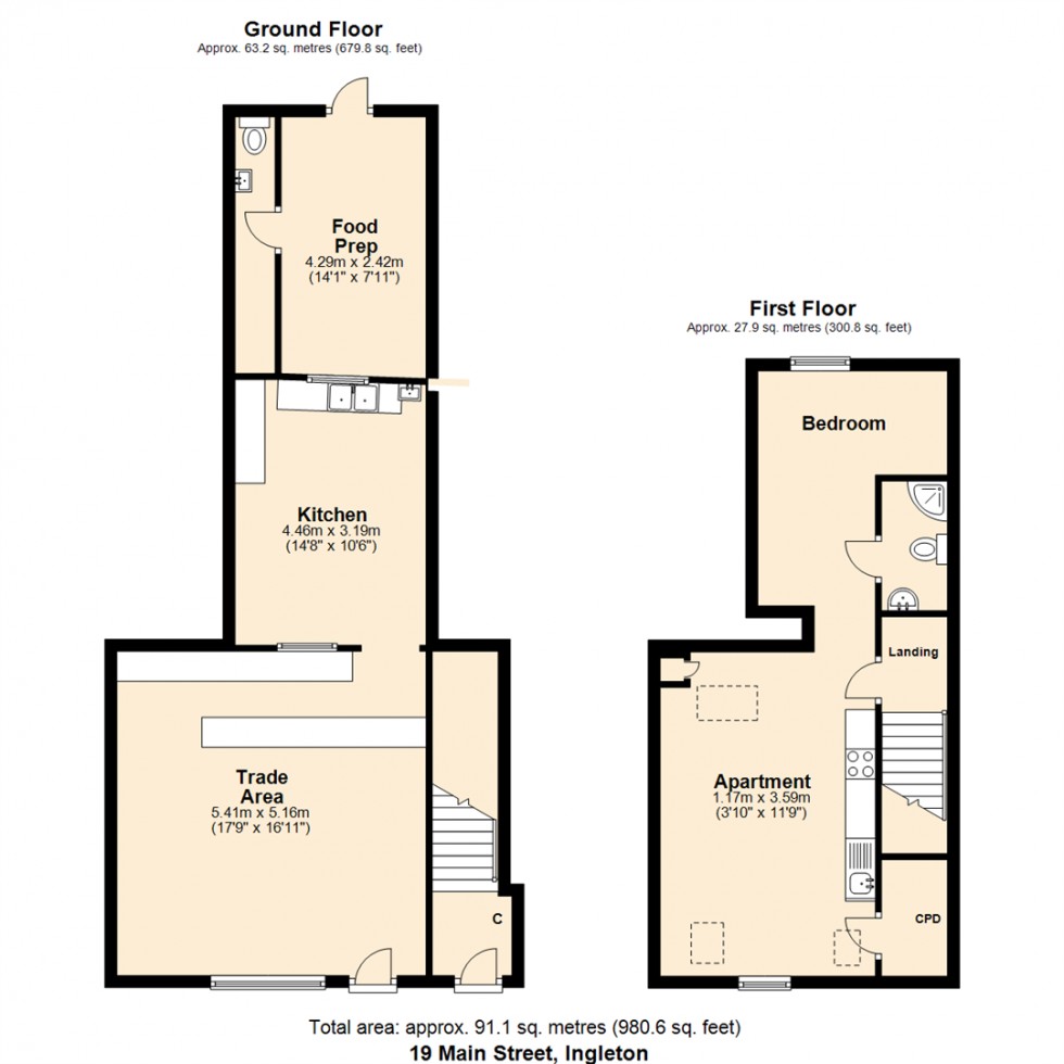 Floorplan for 19 Main Street, Ingleton