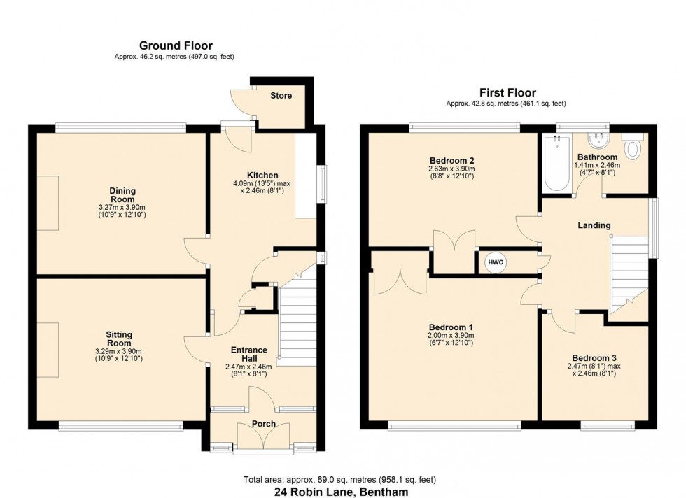 Floorplan for 24 Robin Lane, Bentham.