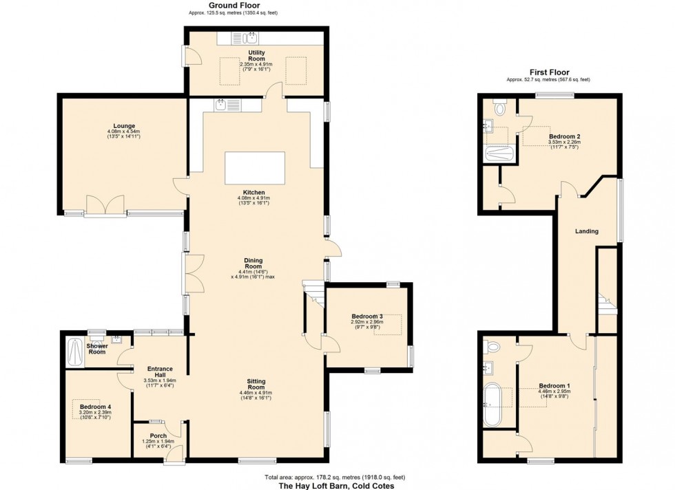 Floorplan for The Hay Loft Barn, Cold Cotes.