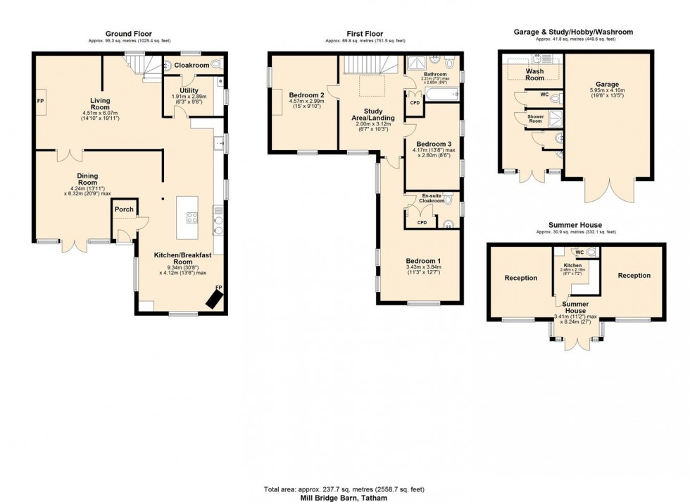 Floorplan for Mill Bridge Barn, Tatham