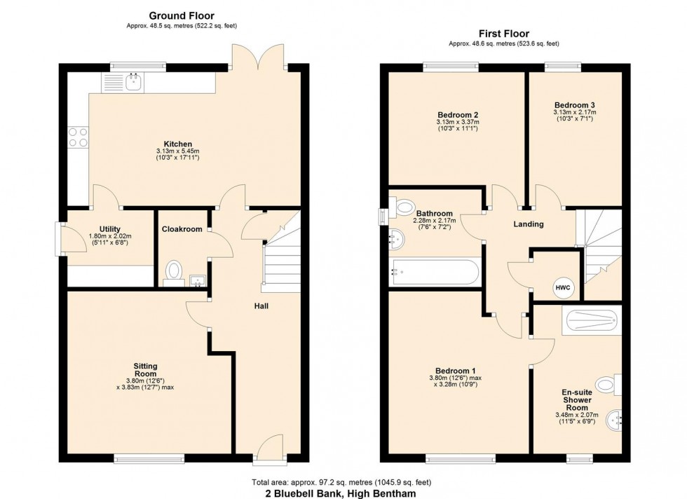 Floorplan for 2 Bluebell Bank, High Bentham