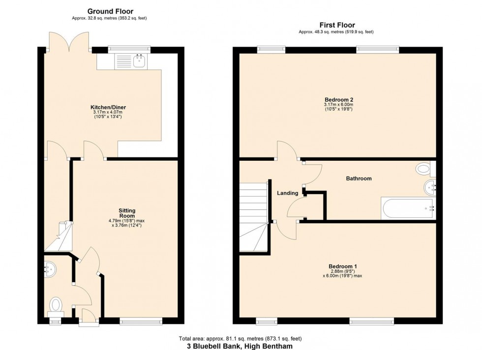 Floorplan for 3 Bluebell Bank, High Bentham