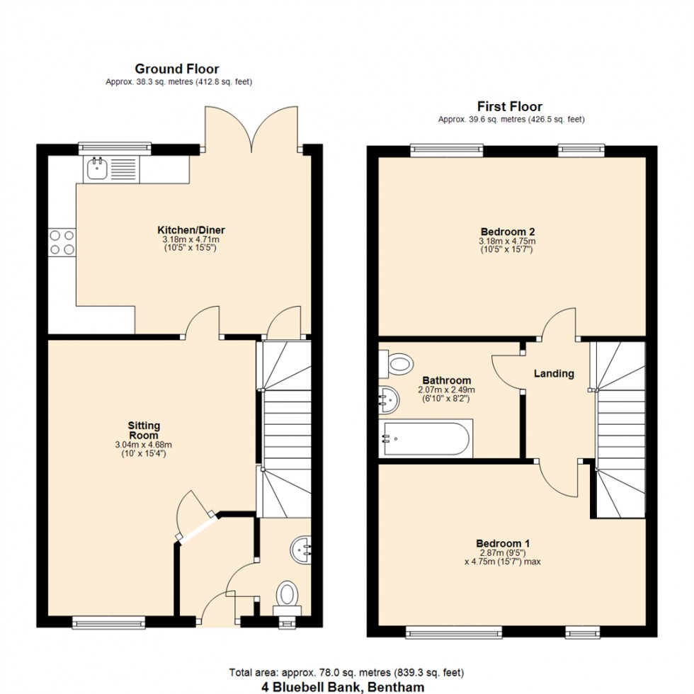 Floorplan for 4 Bluebell Bank, High Bentham