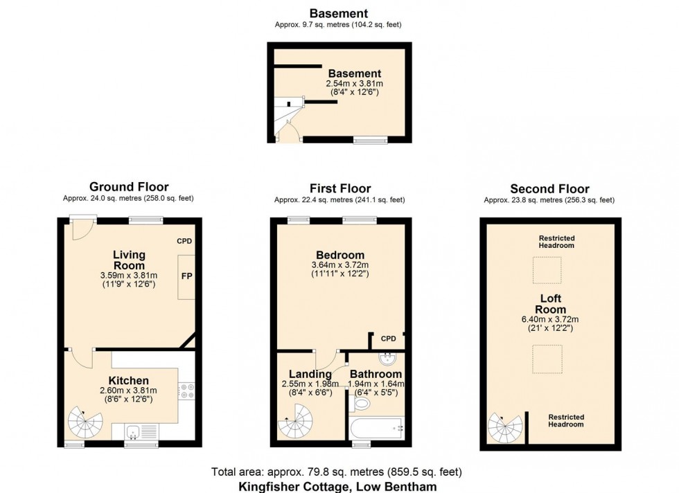 Floorplan for Kingfisher Cottage, Low Bentham