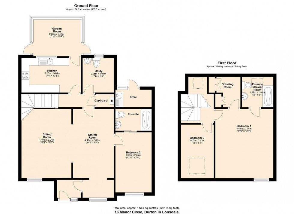 Floorplan for 16 Manor Close, Burton In Lonsdale