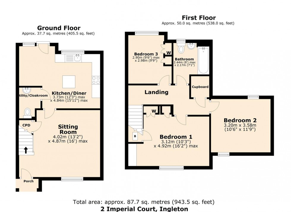 Floorplan for 2 Imperial Court, Ingleton