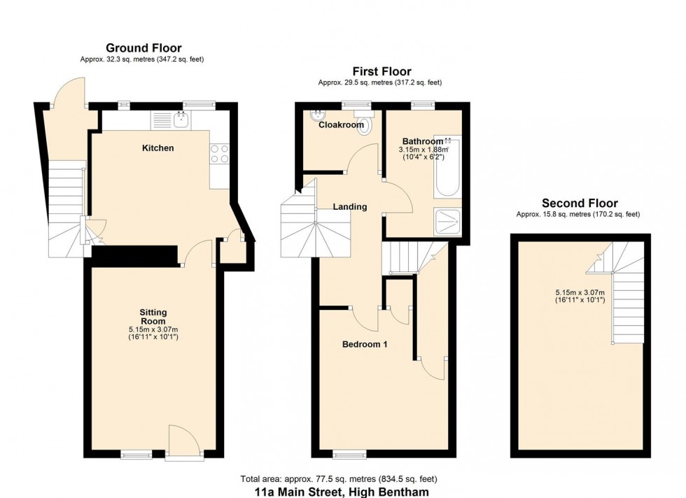 Floorplan for 11a Main Street, Bentham.