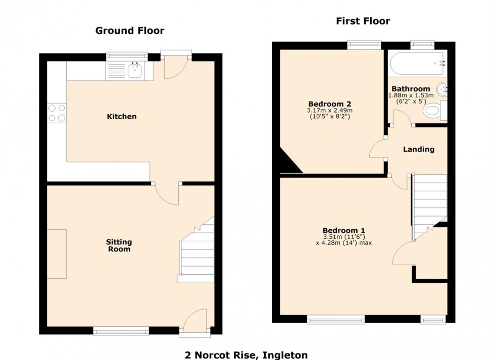 Floorplan for 2 Norcot Rise, Ingleton