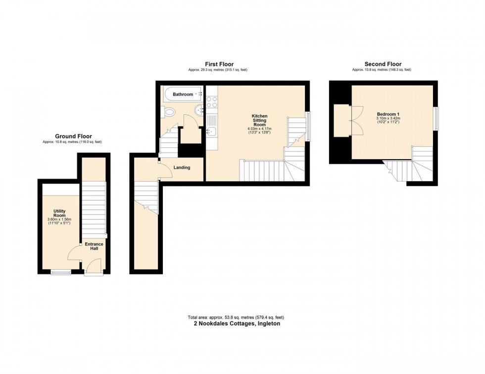 Floorplan for 2 Nookdales Cottages, Ingleton