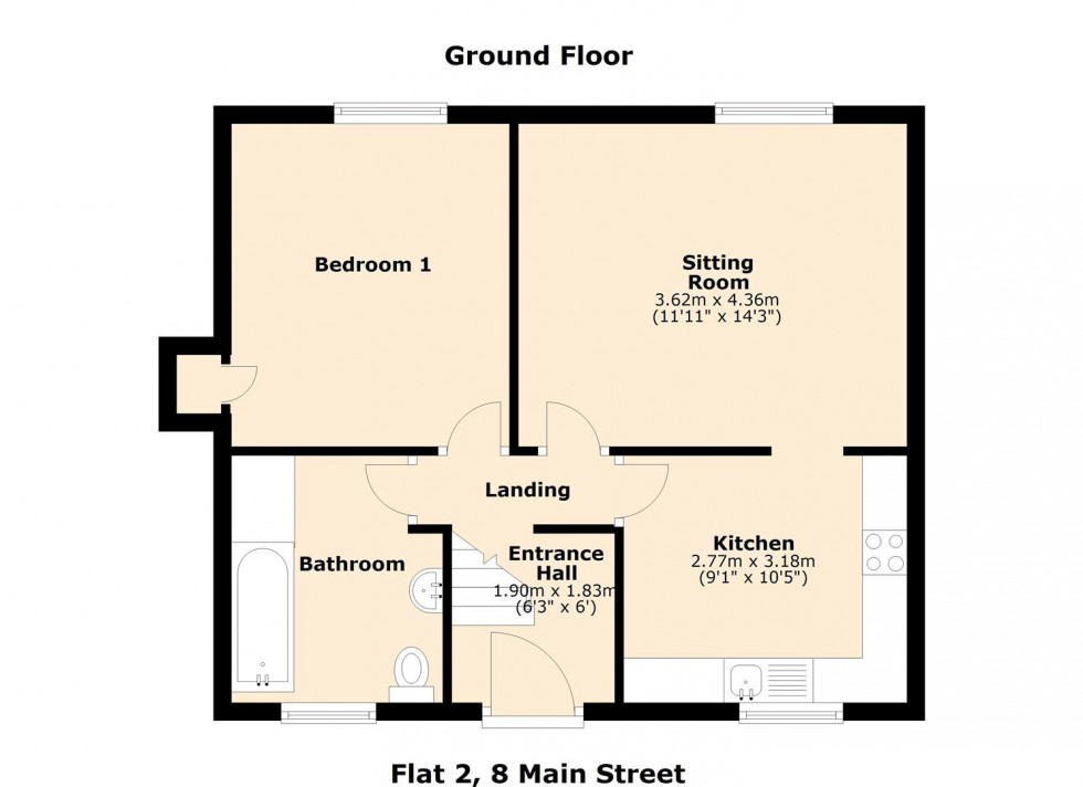 Floorplan for Flat 2, 8 Main Street, Low Bentham